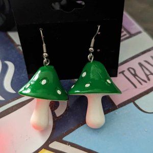 Green Mushroom Earrings